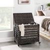 Brown PP Rattan 3-Basket Laundry Hamper Sorter Cart with Removable Cotton Bags