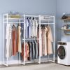 Heavy Duty White Metal Freestanding Garment Rack with 4 Clothes Hanging Rods