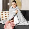 Heated Electric Sherpa Throw Blanket in Grey/White