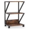 Modern Industrial Metal Wood 3-Tier Printer Stand Office Storage Cart on Wheels