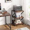 Modern Industrial Metal Wood 3-Tier Printer Stand Office Storage Cart on Wheels