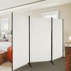 6-Ft White 3-Panel Room Divider Screen with Steel Base and Heavy Duty Hinges