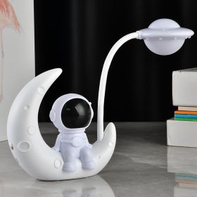 Spaceman Astronaut Small Night Lamp Led Rechargeable Eye Protection Lamp (Option: Moon Man White)