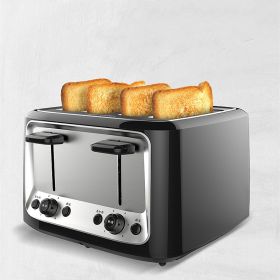 Home Automatic Multifunctional Toaster Four Slot Export (Option: Black-EU)